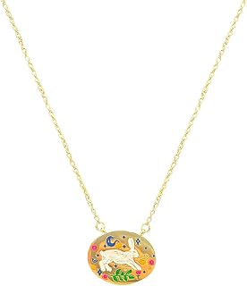 ANIZOXY Handmade Enamel Rabbit Pendant Necklace - 18K Gold Plated Titanium Steel, Adjustable Lucky Easter Oval Jewelry