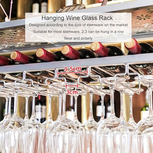 Étagère à vin suspendue dorée pour libérer de la place en cuisine