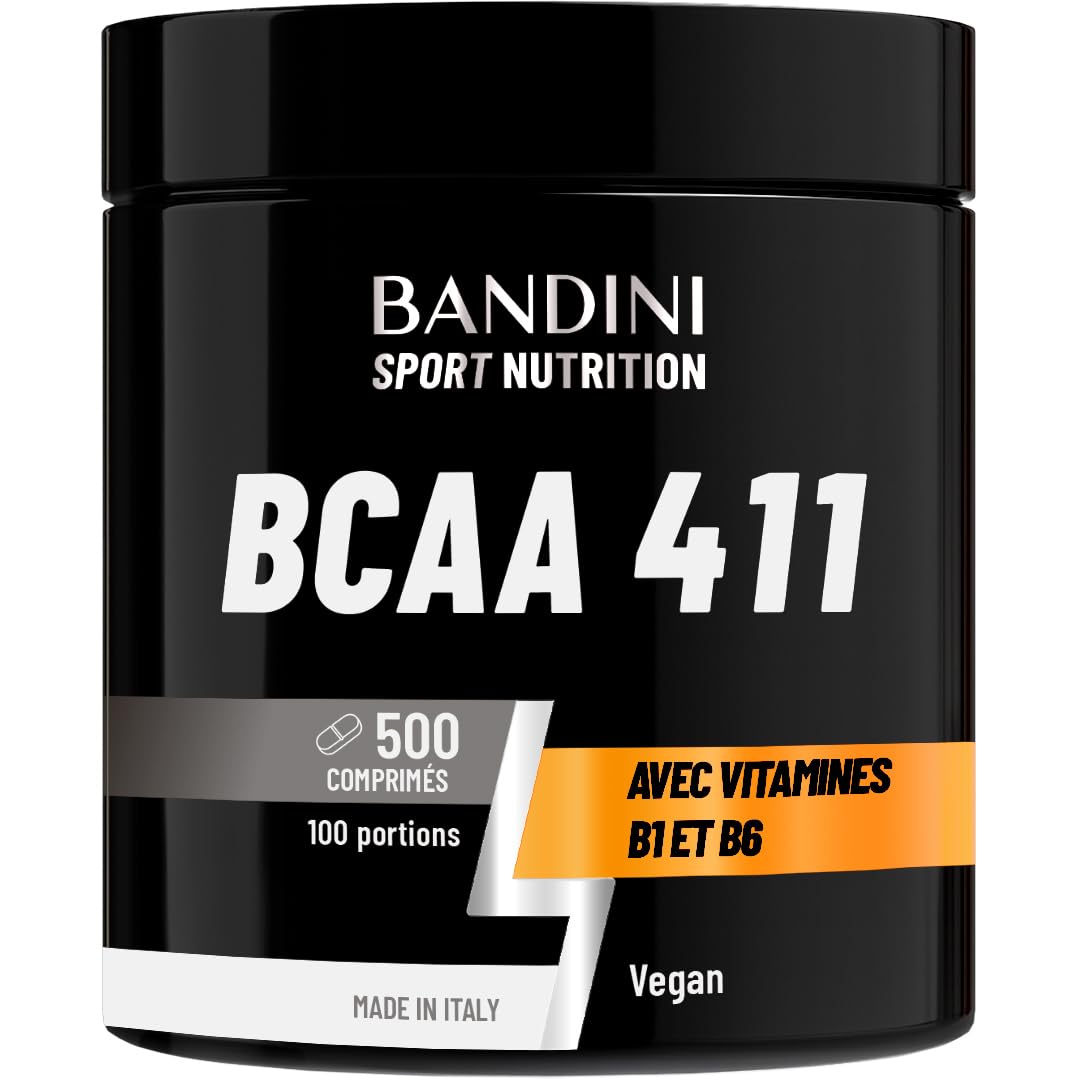 Bandini® BCAA 4.1.1 500 Comprimés = 100 Entrainements | Pré-workout Booster | Sans OGM | Musculation & Fitness | Acide Aminés Essentiels Valine Leucine Vitamine B1 et B6 | Puissant, Assimilation Rapide