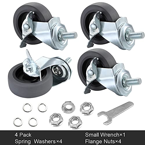 caster wheels 334 locking swivel stem casters set of 4 3834-16 x 1 screw diameter 3834 length 134 rubber casters with 360 degree no noise wheels for furniture