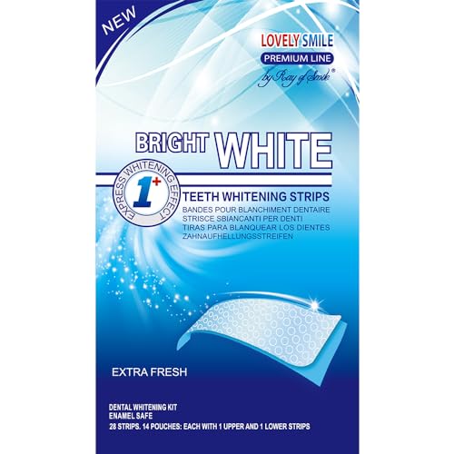 Lovely Smile Premium Line Teeth Whitening Strips - Enamel Safe - White Teeth in 1 Hour - No Slip and No Sensitivity - Dental Whitener Kit by Ray of Smile (28 Strips/Mint)
