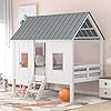 Softsealowloftbedwithwindowsandroofhouseloftbedwoodplatformbedframewithwoodslatsandnoboxspringneeded  Urban Country Home Decor Softsea low loft bed with windows and roof house loft bed wood platform bed frame with wood slats and no box spring needed  urban country home decor
