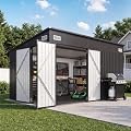 Breezestival 8'x12' Lean to Shed Metal Storage Shed with Floor,Triple Door