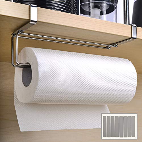 Numola Paper Towel Holder, Rustproof & Durable Roll Paper Towel Rack for Kitchen/Bathroom/Toilet/Pantry with 8 Anti-Skid Silicone Strips, Suitable for Closet’s Thickness Less Than 1.4 Inches