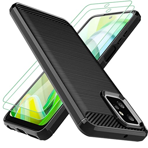 Osophter for Moto G Power 2023 Case,Motorola G Power 2023 Case with 2pcs Screen Protector Shock-Absorption Flexible TPU Rubber Protective Phone Cover(Black)