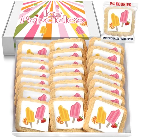 Image of Popsicle Cookies Ice Pop Summer Party Favors Ice Cream | Individually Wrapped 24 Pack Cookie | Ices Theme Birthday Kids Adults Treats snacks