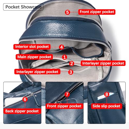 Image of 15 Colors Real Soft 100% Genuine Leather Women Backpack Fashion Ladies Travel Bag Preppy Style For Woman (Dark Blue)