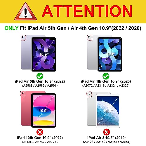 Fintie Case for iPad Air 5th Generation (2022) / iPad Air 4th Generation (2020) 10.9 Inch, Multi-Angle Viewing Protective Cover with Pencil Holder & Pocket, Auto Sleep/Wake, Sandy Wave - Image 3