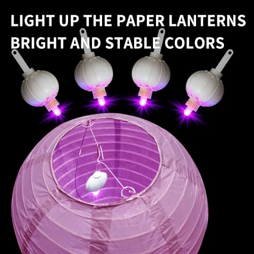 Image of 24 Pack Paper Lantern Lights, Mini LED Battery Operated Lights,Pink | Waterproof, Last 36 Hours, Hanging Decorative Lights for Wedding Camping Christmas Party Balloon Lanterns