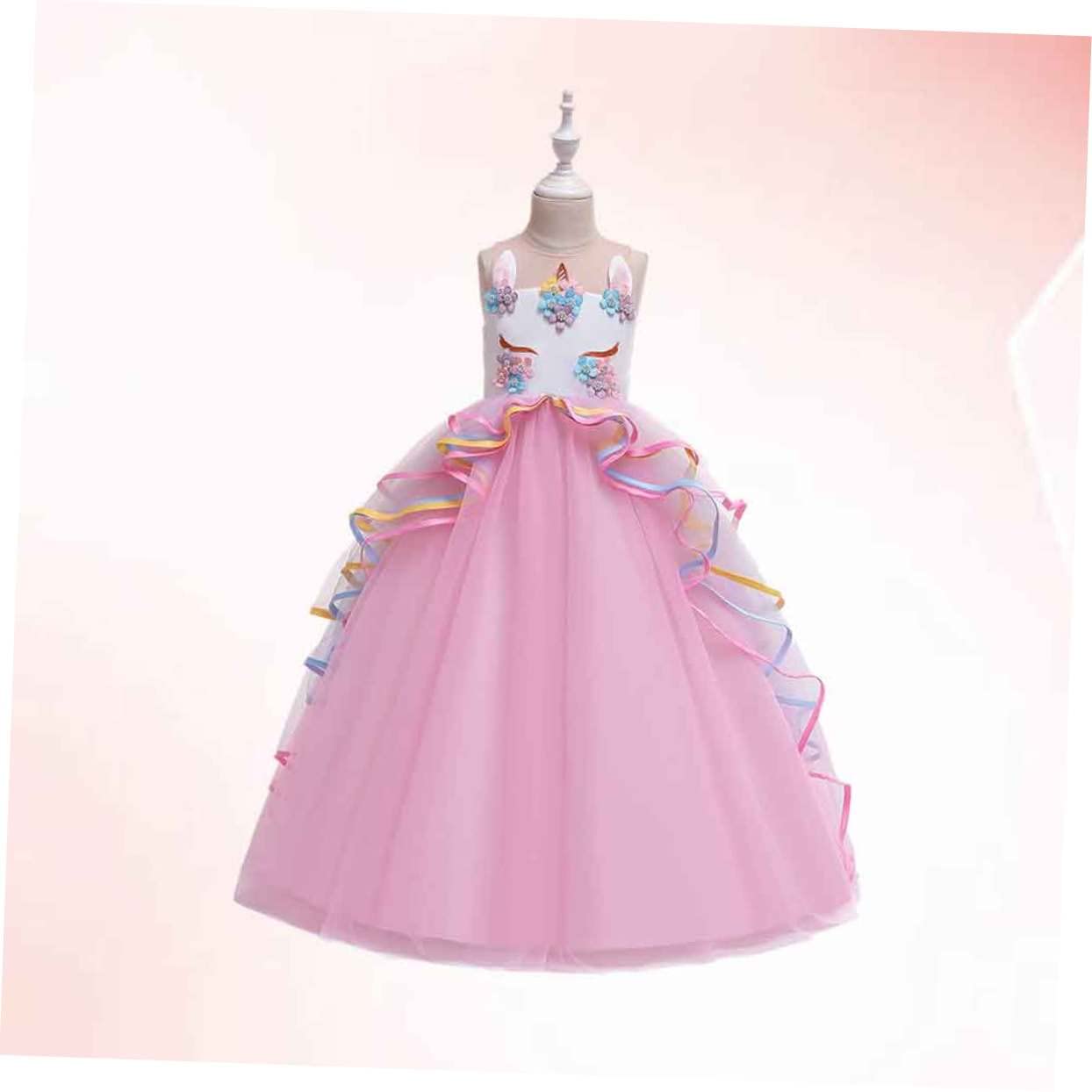 Robe de Licorne pour Garçon et Filles, Costume de Spectacle et Jeu de Rôle en Polyester Rose, Confortable, pour Cosplay et Fête