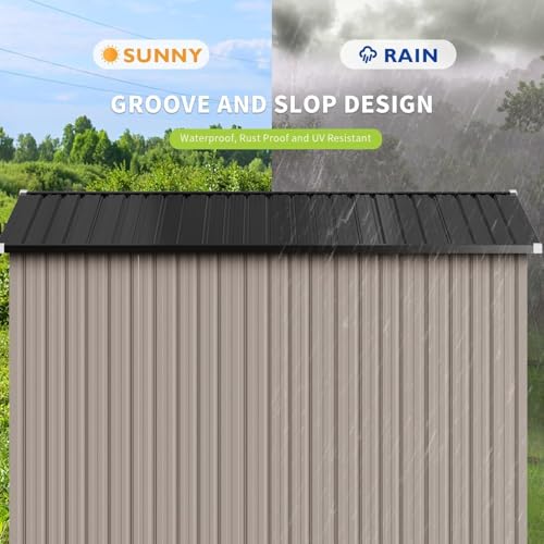 image for Aoxun 10x8 FT Outdoor Storage Shed with Double Hinged Large Door Utili