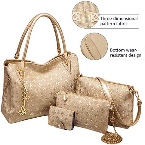 Pahajim Handbags for Women Ladies Shoulder Bags Sets PU Leather Large Tote Bag Crossbody Clutch Purse 4 Piece Top Handle Bag for Work Office Shopping PartyWhite