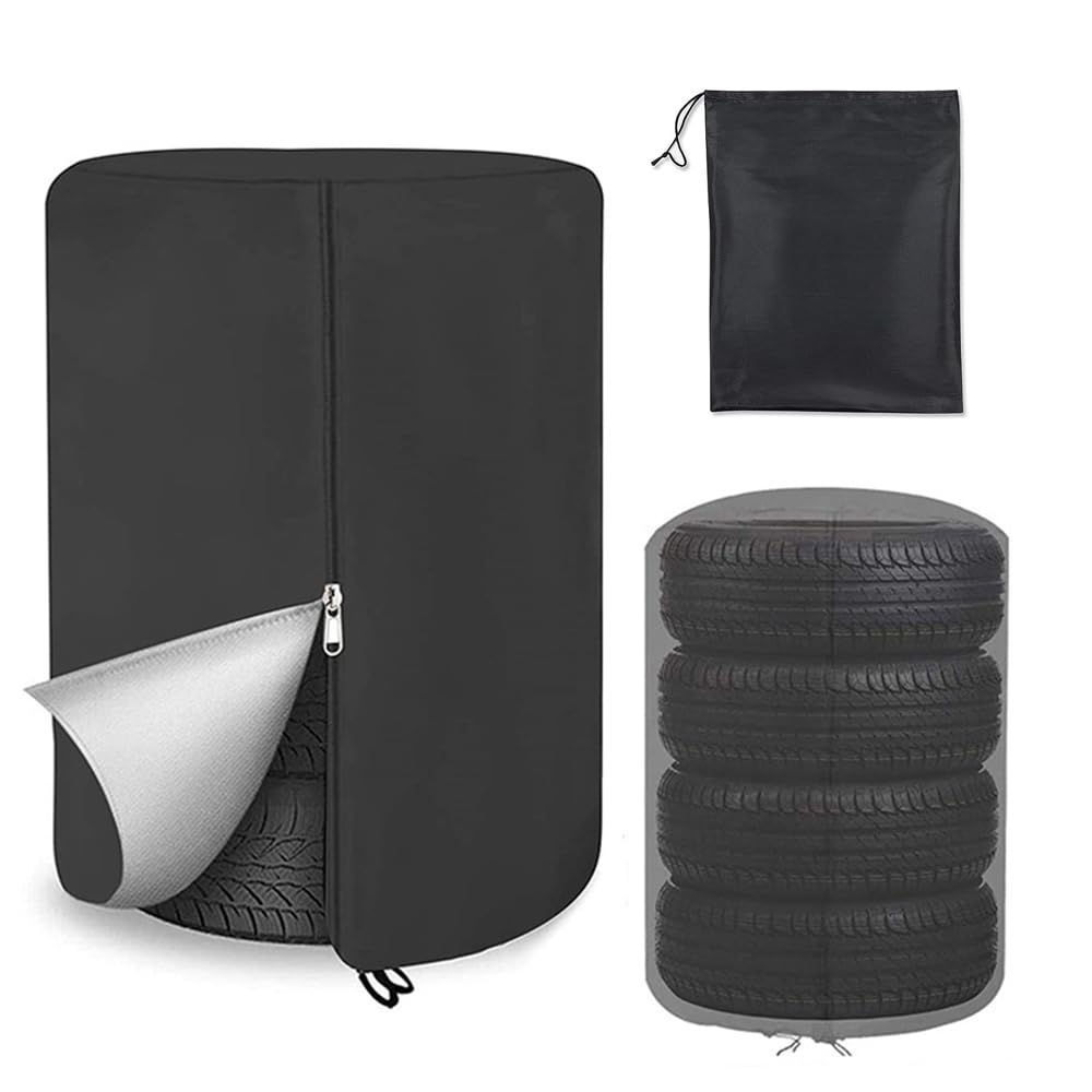 Tire Storage Bags, Universal Spare Tire Cover, Tire Storage Cover for Passenger Cars and Light Trucks Sun Stain and Dust Resistant for 28" Diameter Tires Outdoor Waterproof UV (Black 30in)