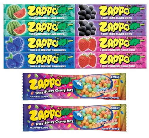 Image of Zappo Sour Flavored Chews Packs (10 Pack, Mix)