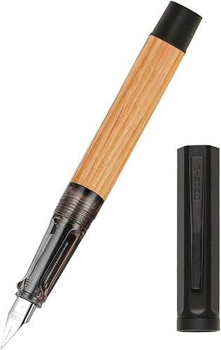 Jinhao 58 - Pluma estilográfica de madera, punta fina con convertidor de tinta recargable, escritura suave para caligrafía y uso diario (ébano)
