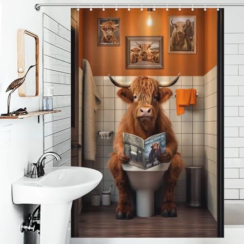 Rideau de douche vache en polyester imperméable 122x183 cm