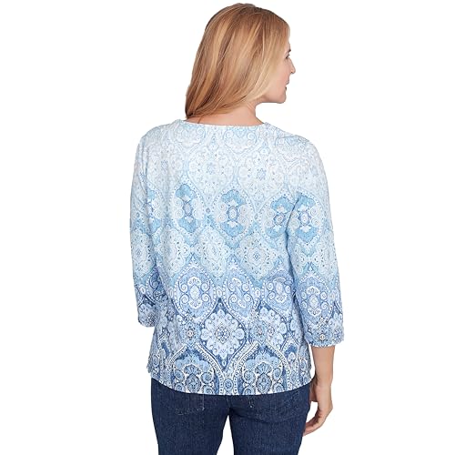 Split Beaded Neck Ombre Medallion Top2