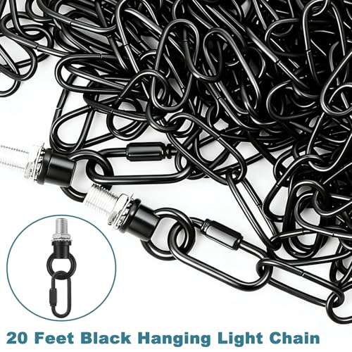 Image of garini 15 Feet Industrial Black Light Fixture Chain, Adjustable Metal Pendant Chandelier Chain Extension with Detachable Link, Maximum Load is 66 Pounds