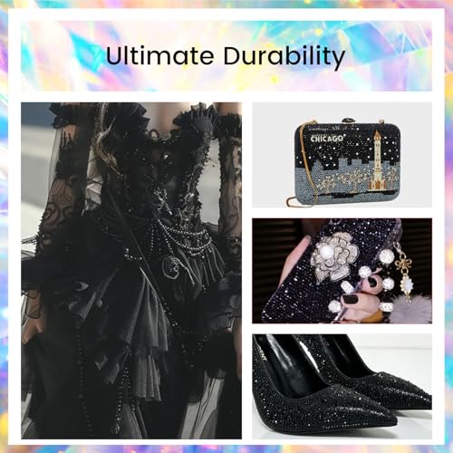 Image of Novani Rhinestones Flatback Rhinestones Glass Gems Stones Jewels Round Gemstones Non-Hotfix Crystal for Crafts,SS20,1440 Pieces,Shiny Black