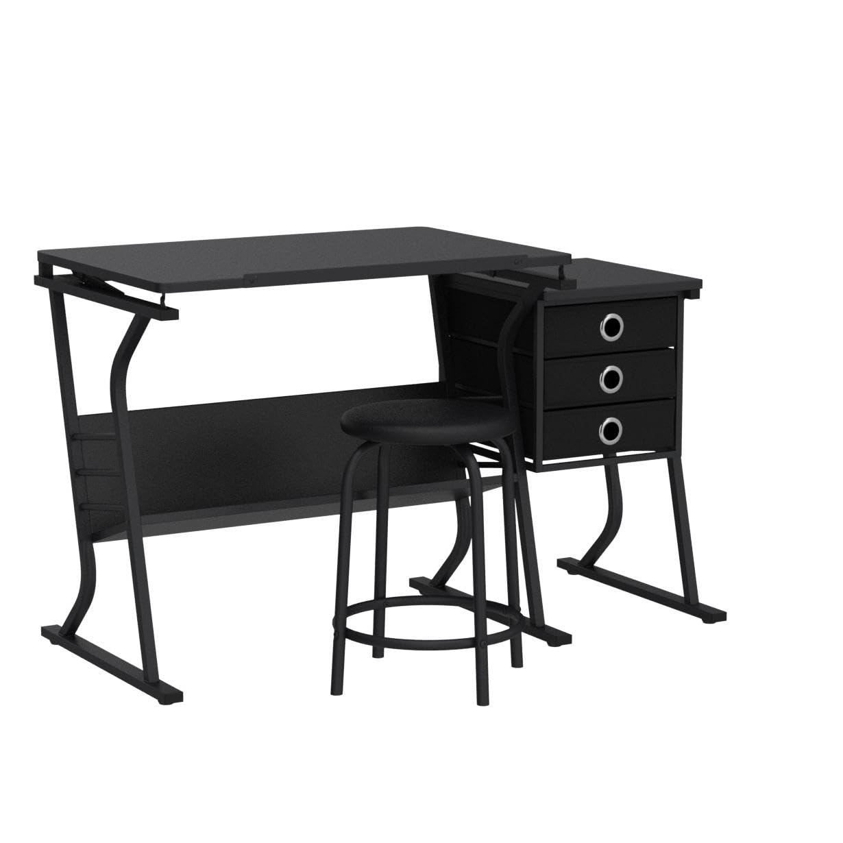 Topeakmart Height Adjustable Drafting Table Art Craft Desk Work Station Hobby Design Studio Tiltable Tabletop Drawing Desk with Stool & Storage Drawers product thumbnail 6
