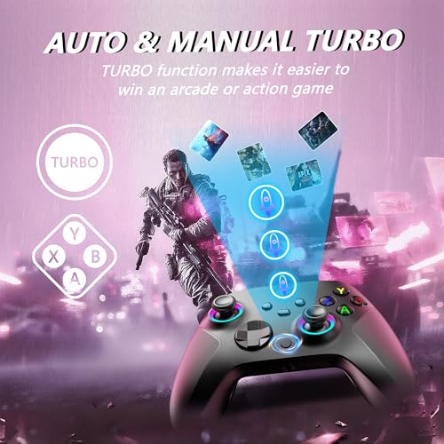 Image of YUYIU Wireless 2.4GHz Controller with 7 Colors RGB Light for Xbox Controller, Xbox One Series X|S,Consoles,Steam PC Windows, with 1000mAh Battery /Dual Vib-ration /Turbo /Programmable, 3.5mm Audio Jack (BLACK)