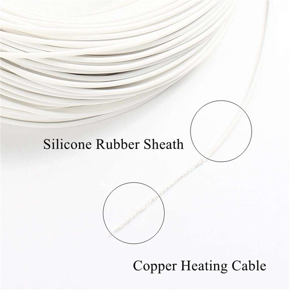 Cable calefactor de silicona de 30M, Cable calefactor eléctrico de cobre y caucho de 2mm de diámetro, 5V a 380V,(12V)