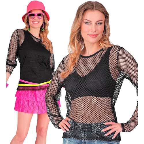 W WIDMANN MILANO Party Fashion - top de rejilla para mujer, camiseta fluorescente para festivales y carnaval.