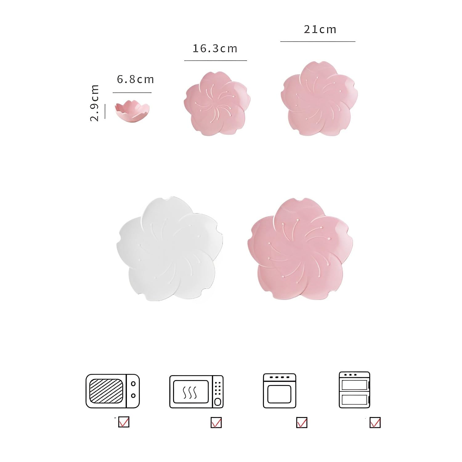 Eleganckie porcelanowe talerze w kwiaty, zestaw 3 wytrzymałych zastaw stołowych, na fantazyjne przyjęcie herbaciane, kolację, deser, wielofunkcyjne, białe i różowe talerze