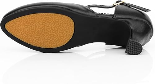 Miniatura 6 de Zapatos de tacón de baile de salsa latina con correa en T para mujer, antideslizantes, zapatos de salón de baile de baile de boda