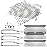 Hisencn BBQ Repair Kit Replacement for Jenn Air Gas Grill 720-0336, 7200336, 720 0336 Grill Stainless Steel Burners,Stainless Steel Heat Plates Stainless Steel Cooking Grid Grates & igniters