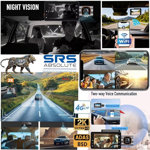 Image of 3 Channel 4G Dash Cam Record GPS Tracking Live Video ADAS BSD Park Monitor Timelapse WiFi Hotspot Reverse Parking Calling MicroSD SIM (3 Channel 4G ADAS BSD DashCam S44GTrio Gen4)