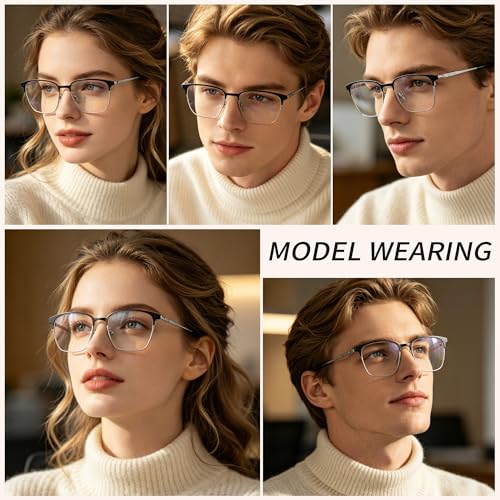 Image of SooGree Blue Light Blocking Glasses Men Women Anti Blu-Ray Clear Gaming Glasses Half Frame UV 400 Anti Eyestrain Computer