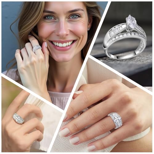 Shop LC Cubic Zirconia Ring CZ 925 Sterling Silver Engagement Rings for Women Promise Rings for Her Birthday Gifts for Womens 3-4.5 ctw2