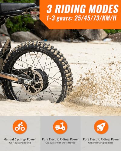 Image of GT73 / GT54 Electric Dirt Bike for Adults Teens - 3000W / 2500W Motor 50 /37 MPH High-Speed, 25 inch /14 inch Fat Tires & Dual Removable Battery(60V /48V) | All-Terrain Off-Road eBike for Snow, Sand