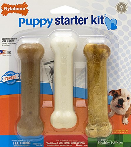 Nylabone Puppy Chew Gentle Chewing Just for Puppies Starter Kit Bone Puppy Dog Chew Toys