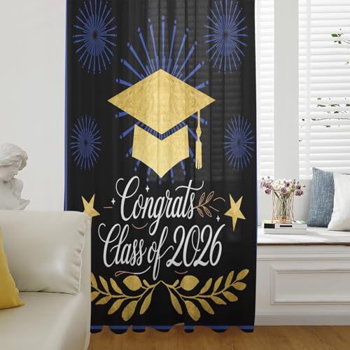 Graduation Star Botanical Sheer Curtains