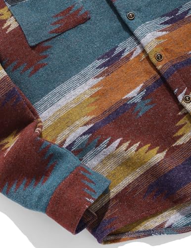 ZAFUL Mens Aztec Print Button Up Lapel Tribal Shirt Flannel Shirts Shacket Tribal Geometric Ethnic Jacket Shirt, Ac3-wine Red, XL - Image 7
