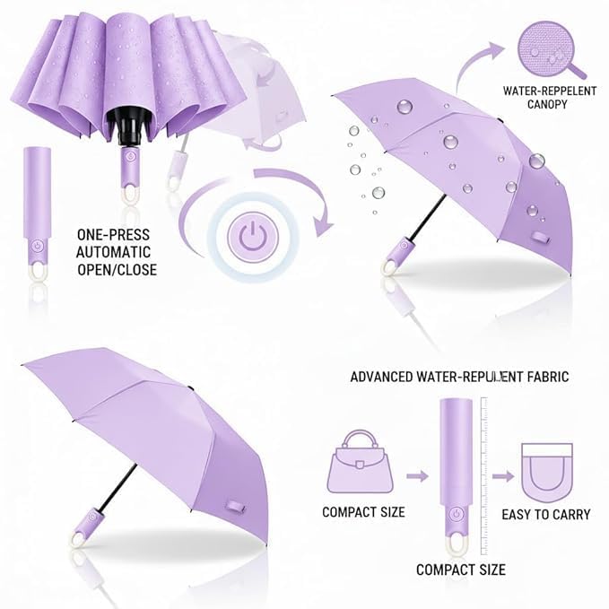 Image of Umbrella for Women | Umbrellas for Men | UV Coated 3 Fold Umbrella for Rain with Auto Open and Close Small Folding Travel-Foldable Windshield