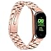 KangPlus Slim Metal Replacement Strap Compatible with Xiaomi Mi Band 4, Stainless Steel Metal Wrist Strap WatchBand Replacement Bracelet Adjustable 5.5-8.0 inch(14-20.3cm) - Rose Gold