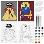 MZJZBN 2 Pack 8x10 sip and Paint Canvas Painting Kit Bundle, Afro King Queen Love Couple Pre Drawn Stretched Kit, Birthday Gift, Adult Sip and