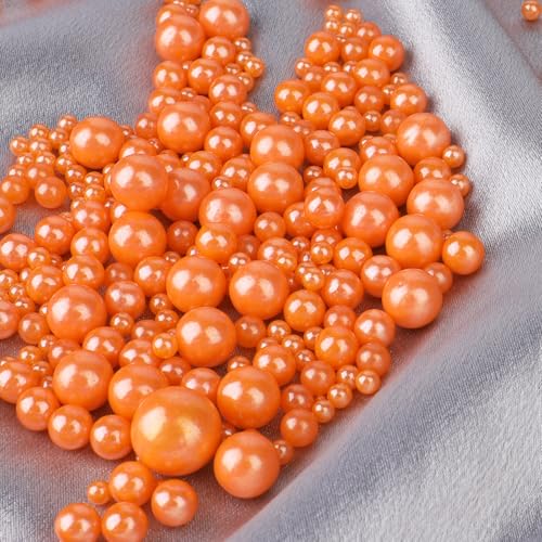 Image of Orange Pearl Sprinkles for Cake Decorating, 4 Sizes Sugar 130g /4.6oz, Cupcake, Ice Cream, Donuts, Macaron Toppings Supplies (2mm, 4mm, 7mm, 1cm)