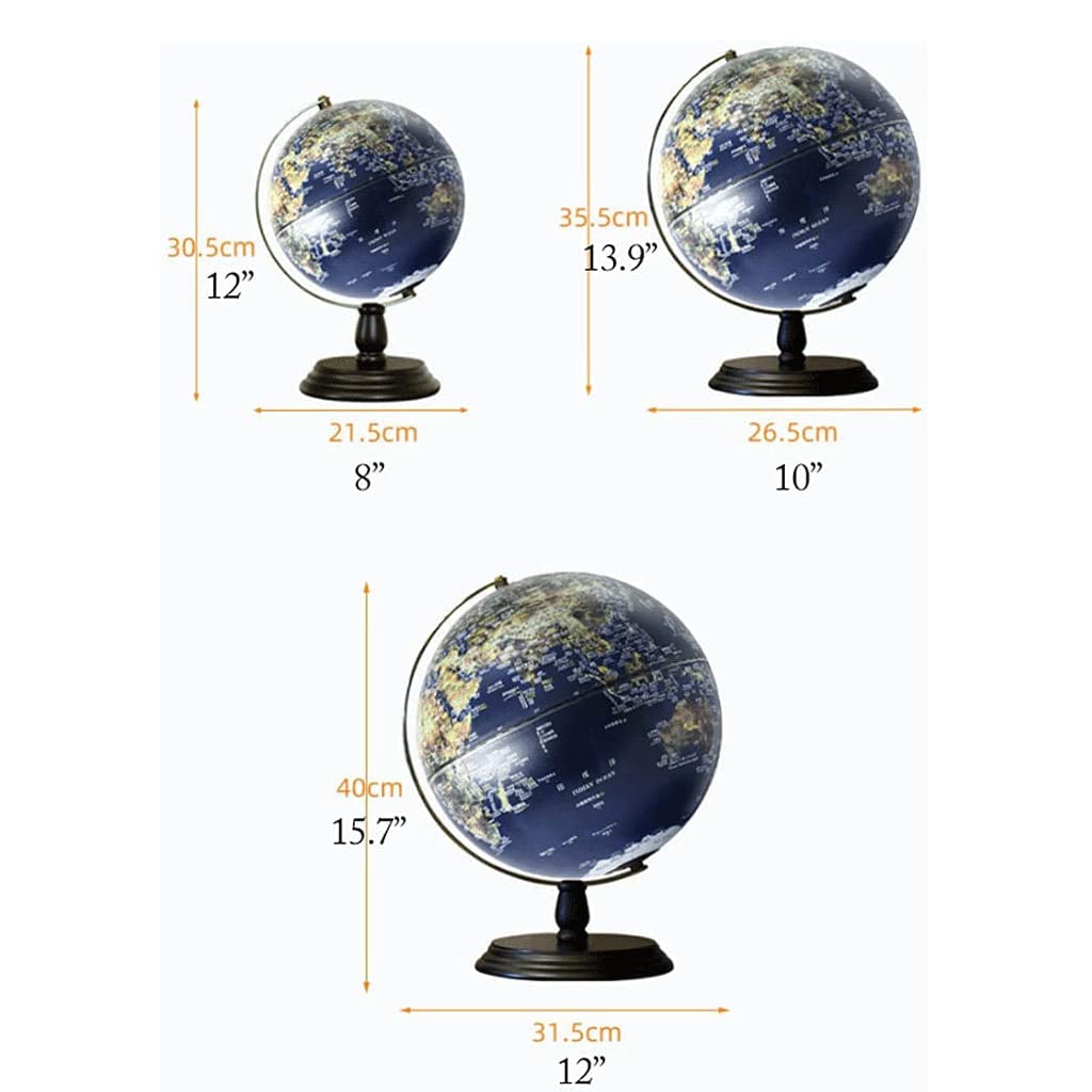 POCHY Mappamondi Mappamondo Blu Oceano da 20,3 cm Piccolo mappamondo educativo da Tavolo mappamondo geografico bilingue per L'Ufficio Domestico della Scuola Pratico Moda