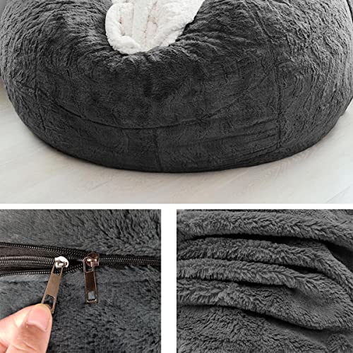 Bean Bag Sofa Cover (Dark Gray, 6FT(D153*H65cm) ONLY Cover) - Image 5