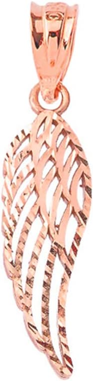 Certified 14k Gold Sparkle-Cut Open Angel Wing Pendant