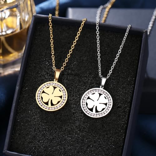 Collier trèfle argent 925 anti-allergie avec strass éclatants