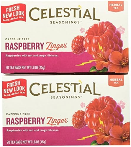 Amazon.com : Celestial Seasonings Raspberry Zinger Tea Bags, 20 ct, 2 ...