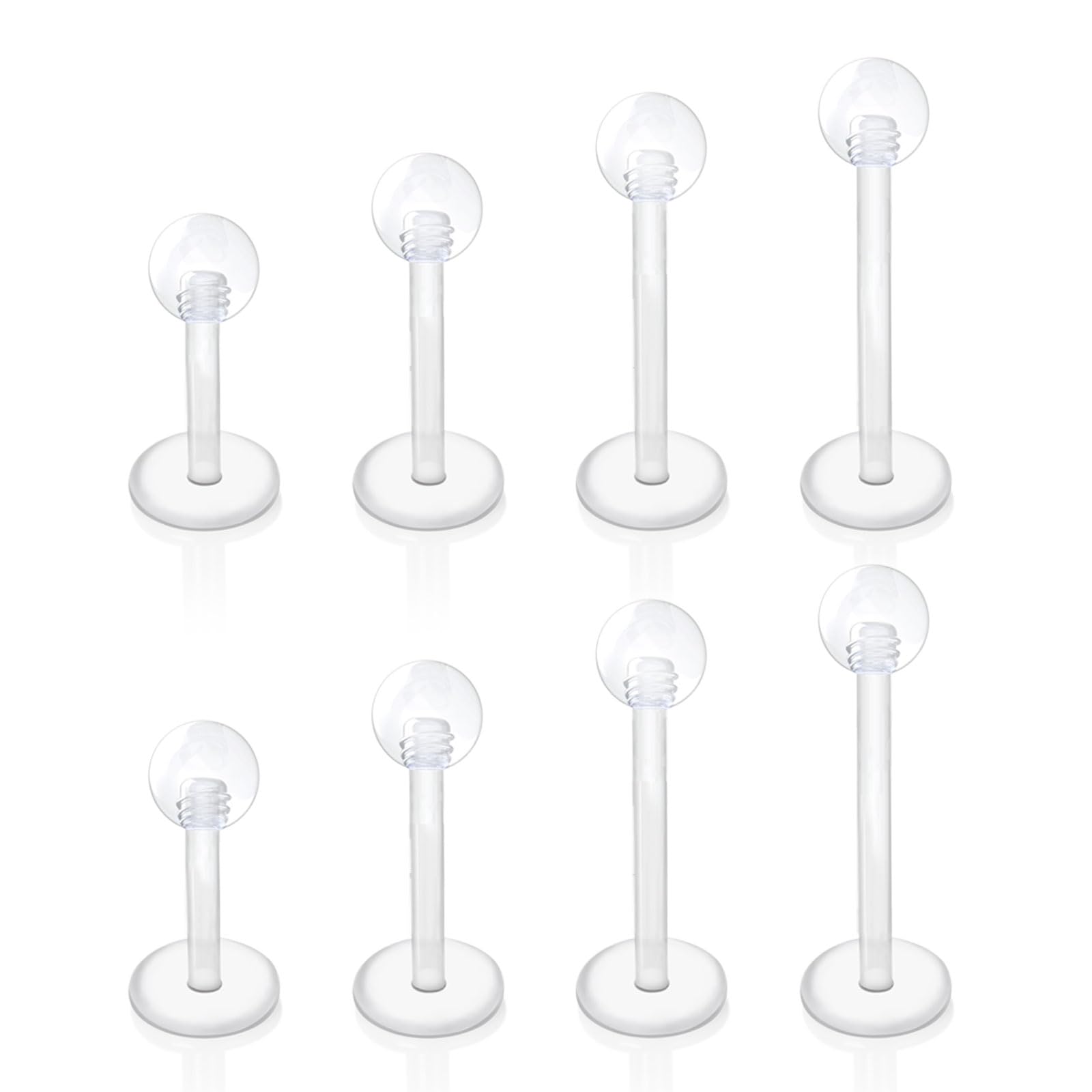 Besyvvin Lip Bars Labret Studs 16G Stainless Steel Plastic Flat Back Helix Tragus Cartilage Earring Stud 4-12MM Monroe Medusa Piercing Jewellery Silver Gold — view 14