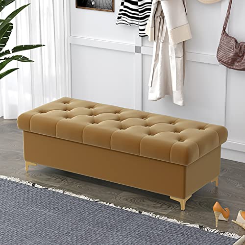 Pouf de rangement marron 100x40x40 | Banc à chaussures entrée