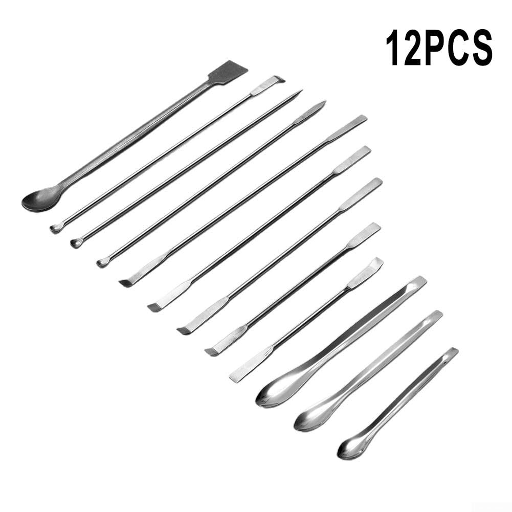 Juego completo de herramientas de mezcla y muestreo, 12 piezas de utensilios de laboratorio de acero inoxidable