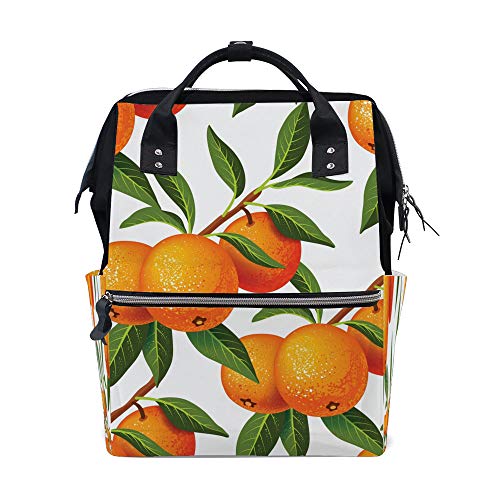 Sac à dos multifonction orange et mandarines à grande capacité de 15.7 Inch pour maman